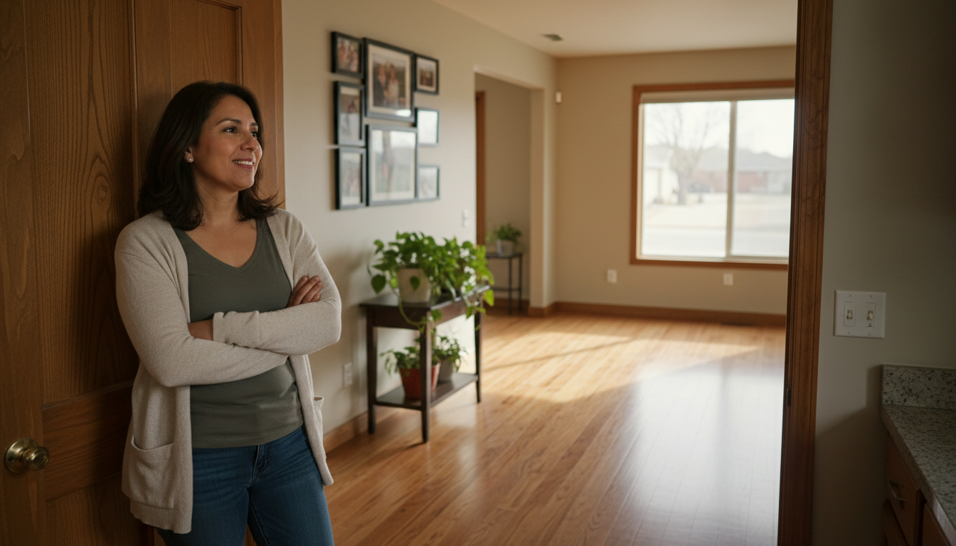 A homeowner evaluates the finished installation before signing off - what you see on day one should match exactly what the written estimate described.