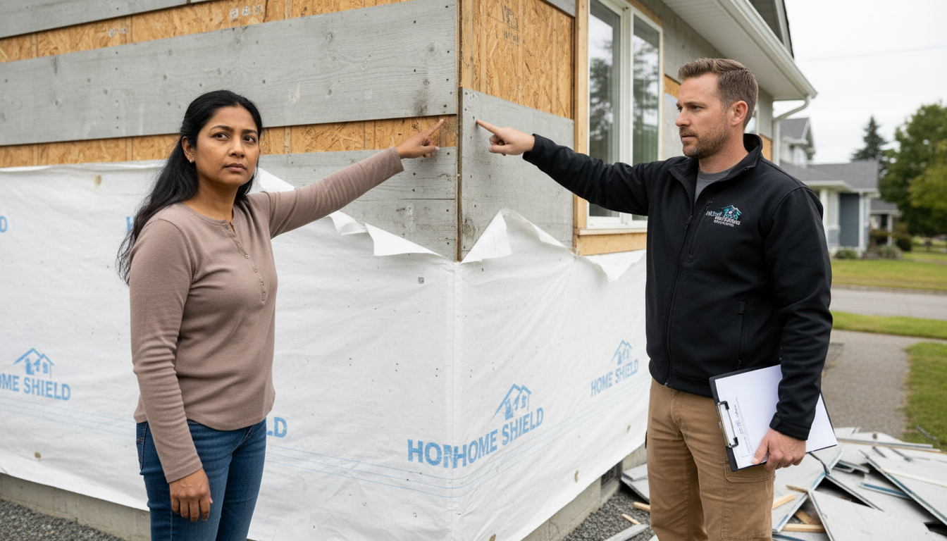 The moisture barrier and flashing go on before the panels; once siding is up you cannot see whether they were done right, which is why you ask about them during the bid.