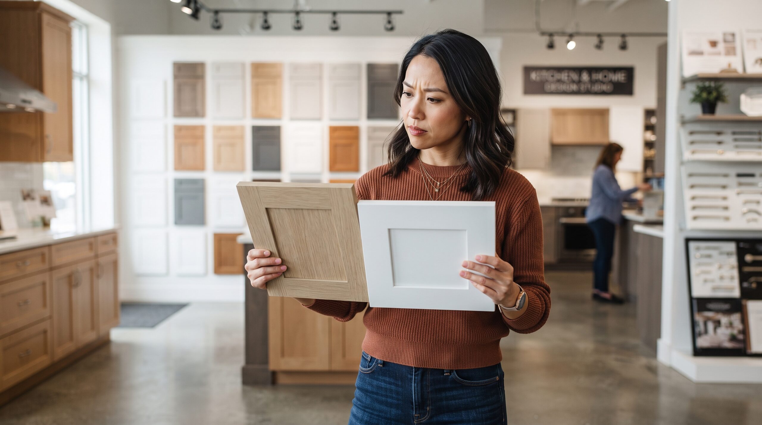 Door material, not the cabinet box, is what separates a budget refacing quote from a premium one.