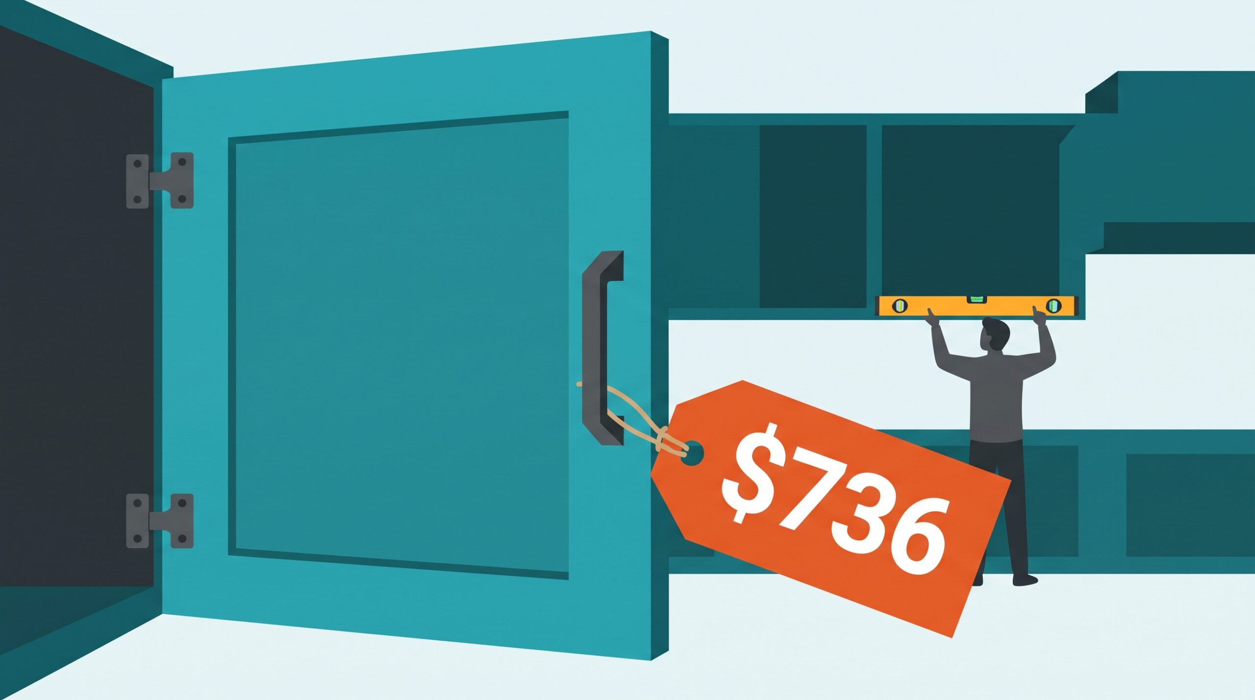 This figure covers the full job, cabinet and labor together, not installation alone.